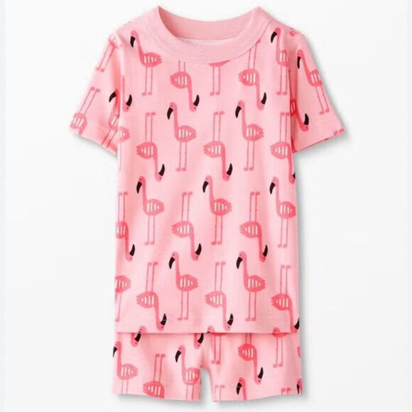 Hanna Andersson - Short John Pajama Set - Flamingo Lagoon - Size 8 - Picture 1 of 7